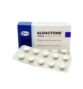 Aldactone 100 mg 16 tablets by Aris packaging view Aldactone 100 mg 16 Tablets Aris