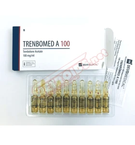 TRENBOMED A 100 Deus Medical injectable ampoules TRENBOMED A 100 Deus Medical box with 10 ampoules injectable product packaging