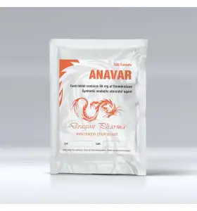 Anavar 50 mg 100 tablets by Dragon Pharma product packaging