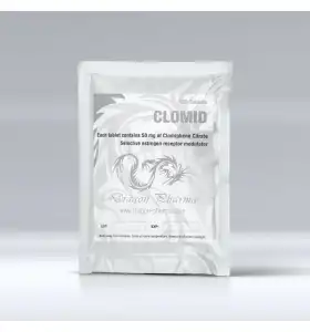 Clomid 50 mg 100 Tablets Dragon Pharma Clomid 50 mg 100 tablets by Dragon Pharma product packaging