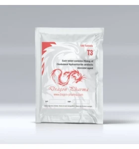 T3 25 mcg 100 tablets by Dragon Pharma product packaging
