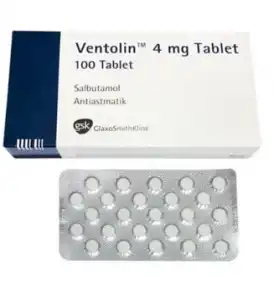 Ventolin Salbutamol 4 mg Tablets 100 GlaxoSmithKline EP Ventolin Salbutamol 4 mg tablets 100 pack by GlaxoSmithKline packaging view