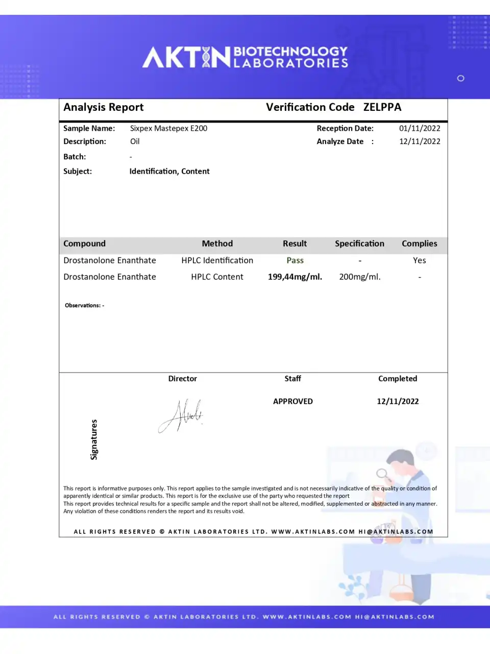 Sixpex Mastepex 200 lab report image