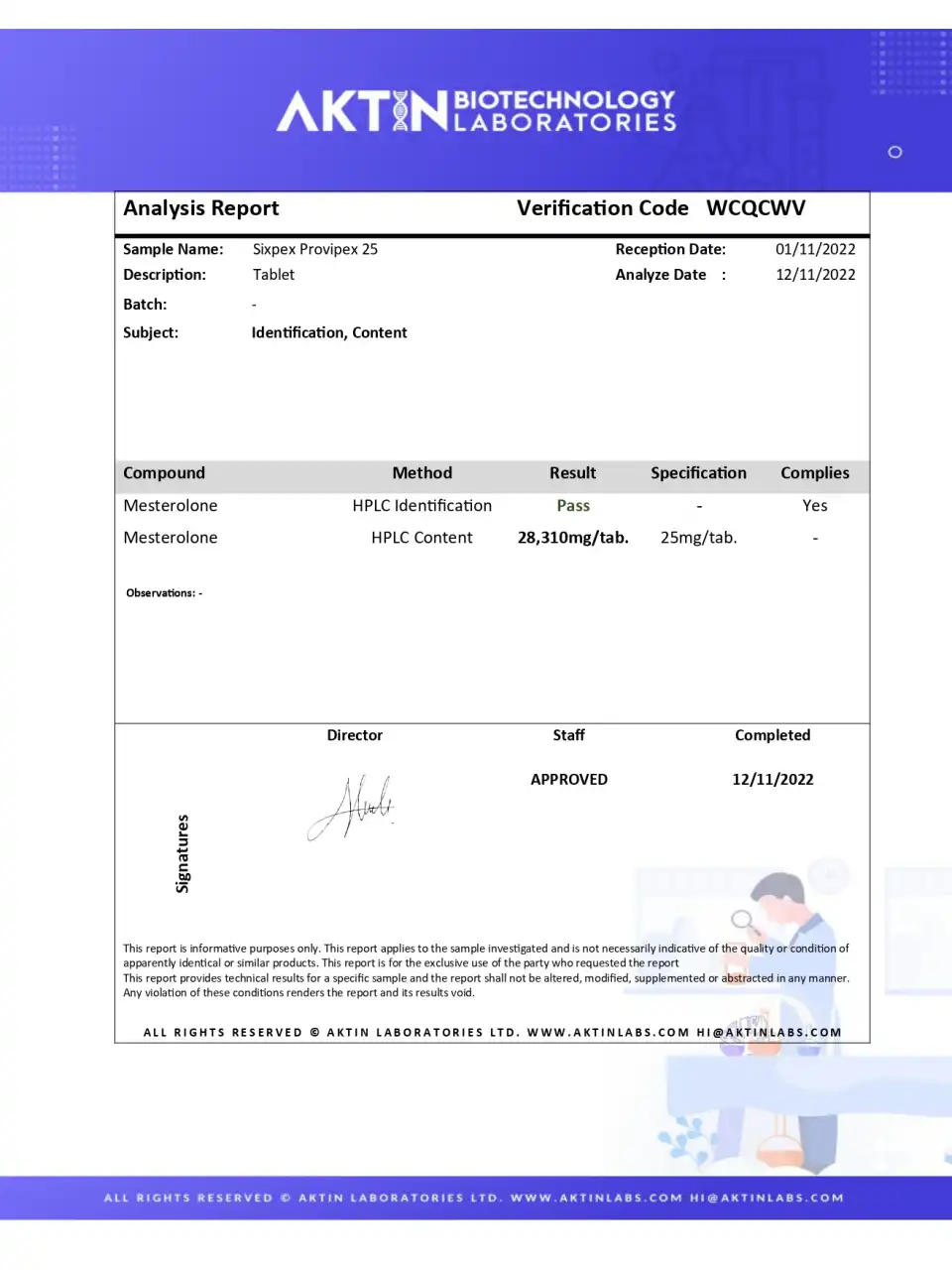 Sixpex Provipex 25 lab report image