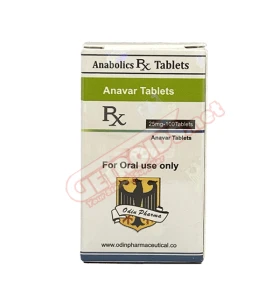 Anavar 25 mg 100 tablets by Odin Pharma product packaging