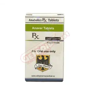 Anavar 25 mg 100 tablets by Odin Pharma product packaging