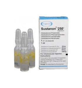 Sustanon 250 mg 3 ampoules by Organon Pakistan product packaging