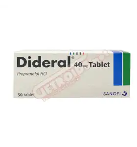 Dideral Propranolol 40 mg 50 tablets by Sanofi Aventis product pack