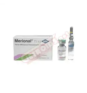 Merional 75 IU HMG Ibsa vial and solution Merional 75 IU HMG by Ibsa vial and solution packaging