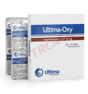 Ultima-Oxy 50 mg 50 Tablets by Ultima Pharma USA product packaging