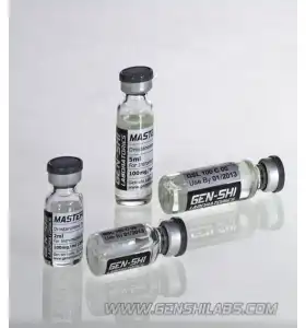 Masteron 500 mg 5 ml Gen-Shi Labs vial and packaging Masteron 500 mg 5 ml vial by Gen-Shi Labs product packaging